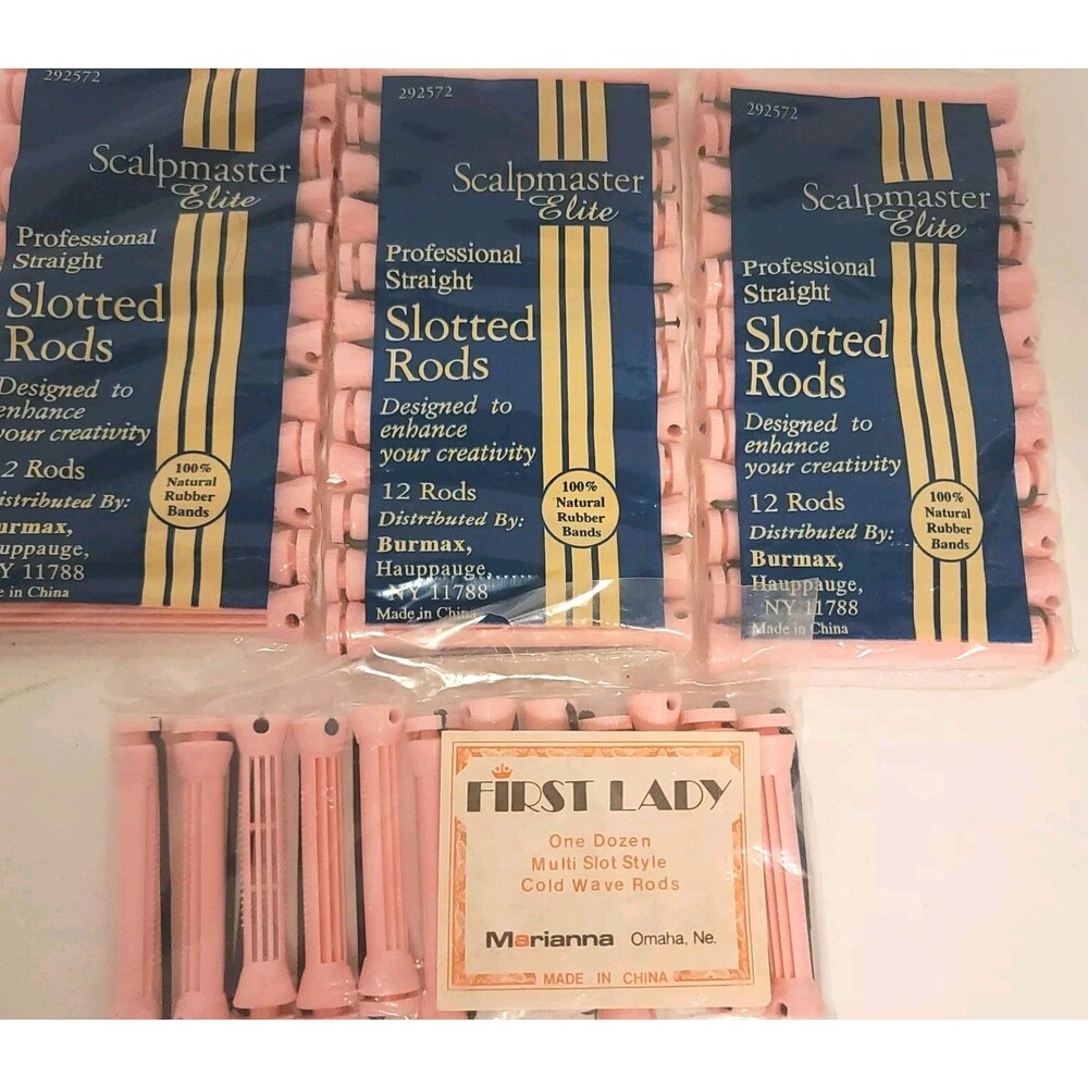 Scalpmaster Pink Slotted Perm Rods 292572 3 Packs Plus 1 Bonus Pack First Lady